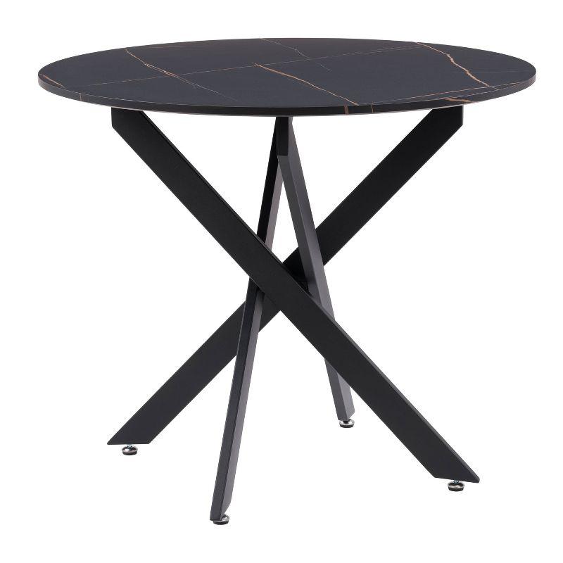 Lennox Iron Leg Trestle Dining Table Black - CorLiving: 36-Inch Wood Composite, Seats 4