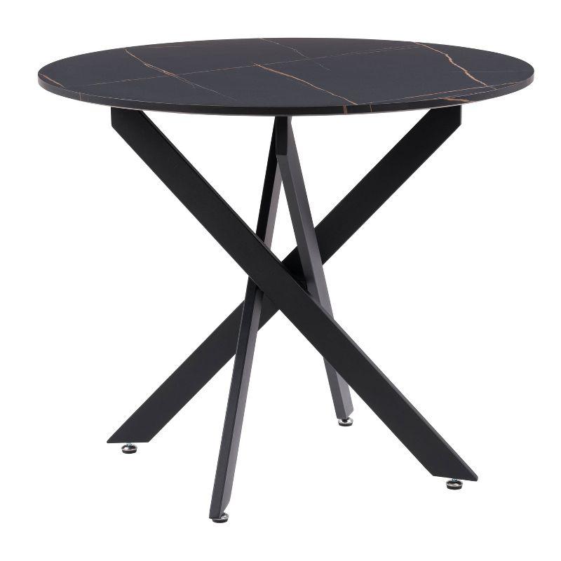 Lennox Iron Leg Trestle Dining Table Black - CorLiving