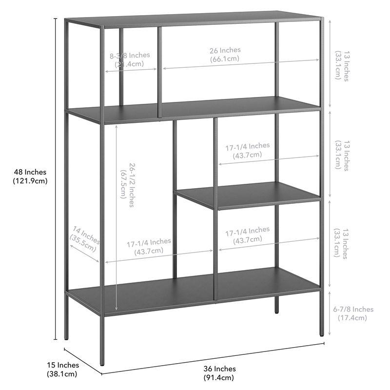 48" Tall Gunmetal Gray Bookcase - Henn&Hart