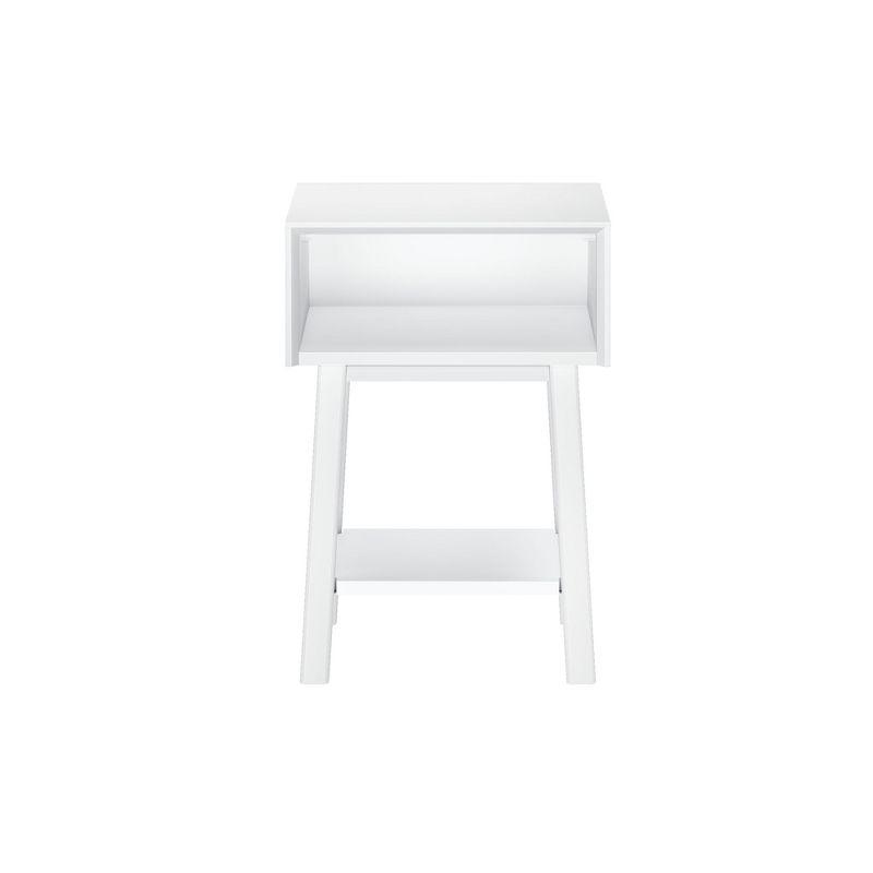Plank+Beam Mid - Century Modern Nightstand with Cubby Shelf, Solid Wood Bedside Table for Bedroom