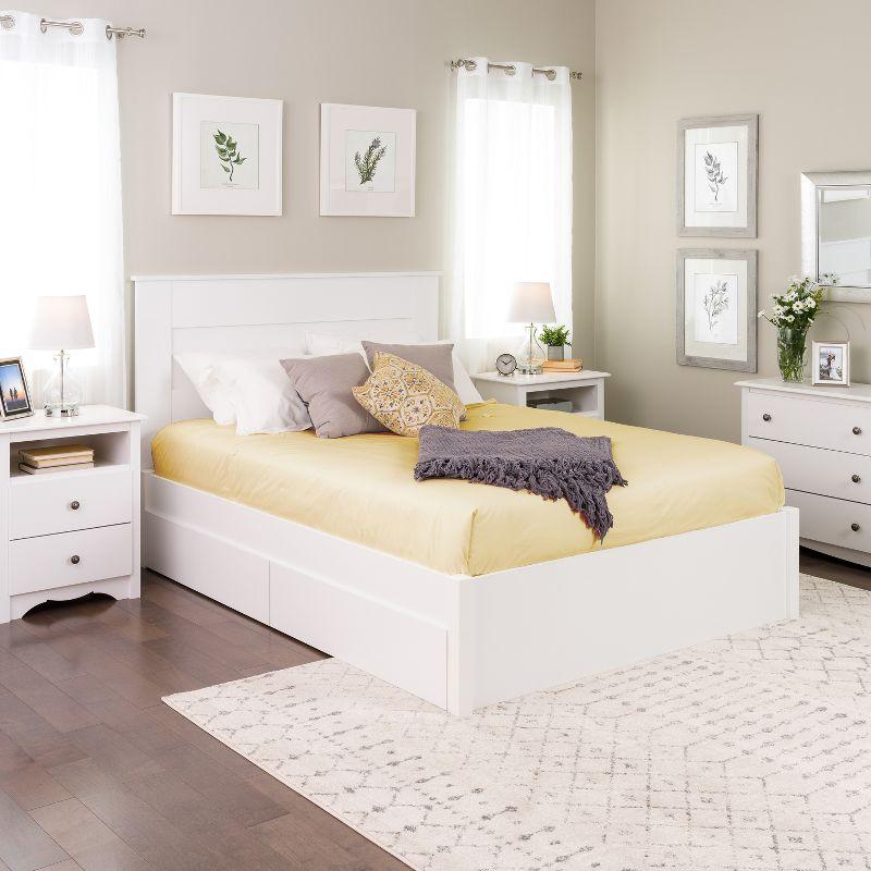 Elegant Queen Captain's Platform Bed with Upholstered Frame and 2 Storage Drawers