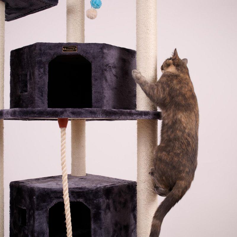 82 Inches Multi-Level Big Cat Tree. Tall Multi-Cats Tower with 2 Big Cat Condos A8202