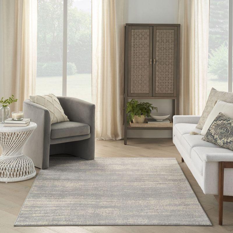 Nourison Essentials Abstract Low Pile Indoor Outdoor Area Rug 5' x 7' Grey/Beige