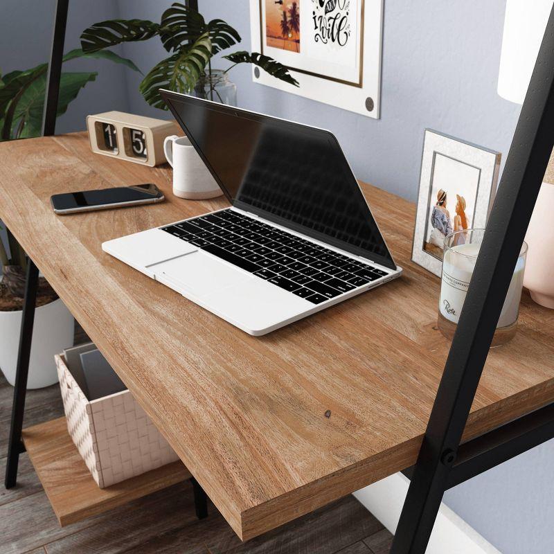 North Avenue Desk with Hutch Sindoori Mango - Sauder: Industrial Writing Desk, Open Storage