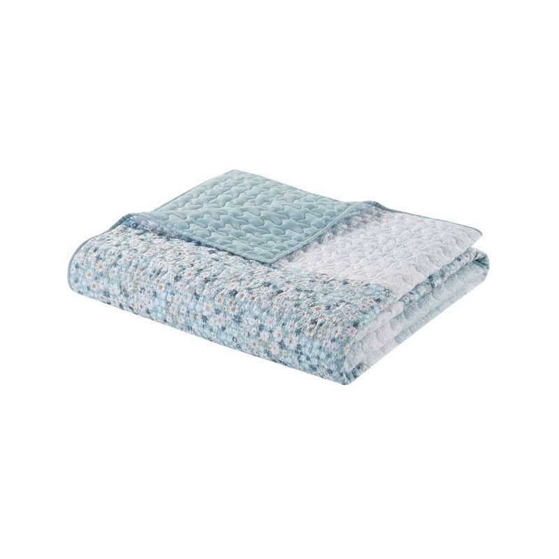 Aqua King Seersucker Microfiber Quilt Set with Pillow