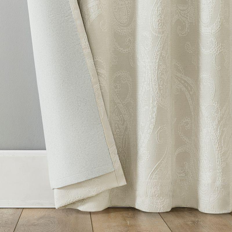 Pearl White Paisley Embroidery Blackout Curtain Panel 40"x84"