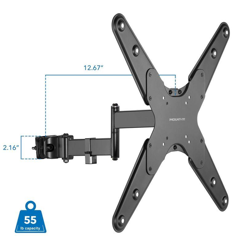 Mount-It! TV Pole Mount, Full Motion Bracket for TVs up to 55 in. | VESA Compatible | Articulating Arm w/ Clamp Mounting Base for Indoor & Outdoor Use