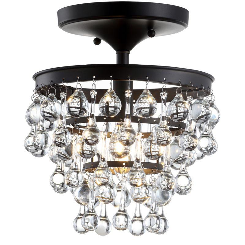 JONATHAN Y Toronto 10" Metal/Crystal LED Flush Mount, Oil Rubbed Bronze