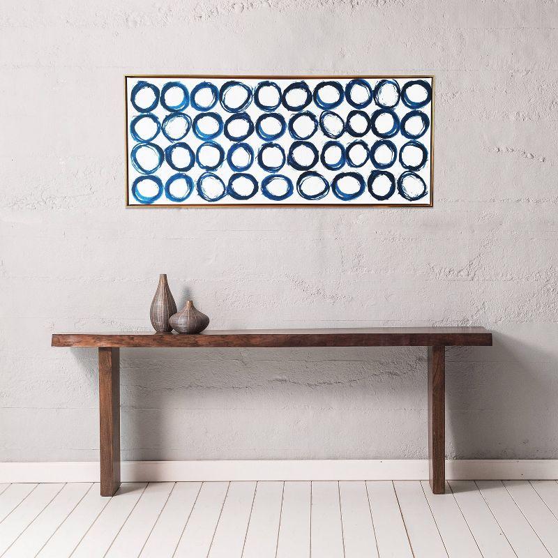 19" x 45" Rings Floating Framed Wall Canvas Blue - Gallery 57: Modern Abstract Geometric Digital Art, Gold Plastic Frame