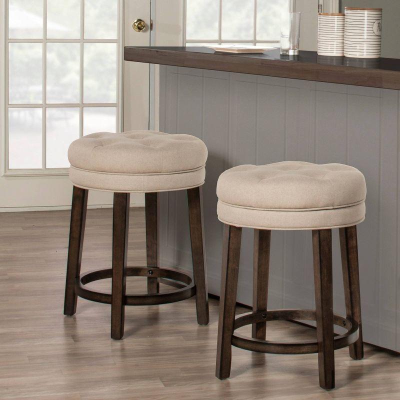 Krauss Backless Counter Height Barstool: Linen Upholstery, Charcoal Wood Frame - Hillsdale Furniture