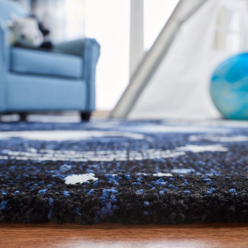 Dark Blue and Light Blue Kids Space Runner Rug