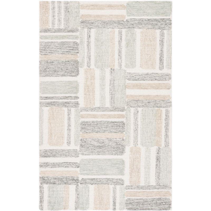 Ivory and Gray Hand-Tufted Wool 6' x 9' Area Rug