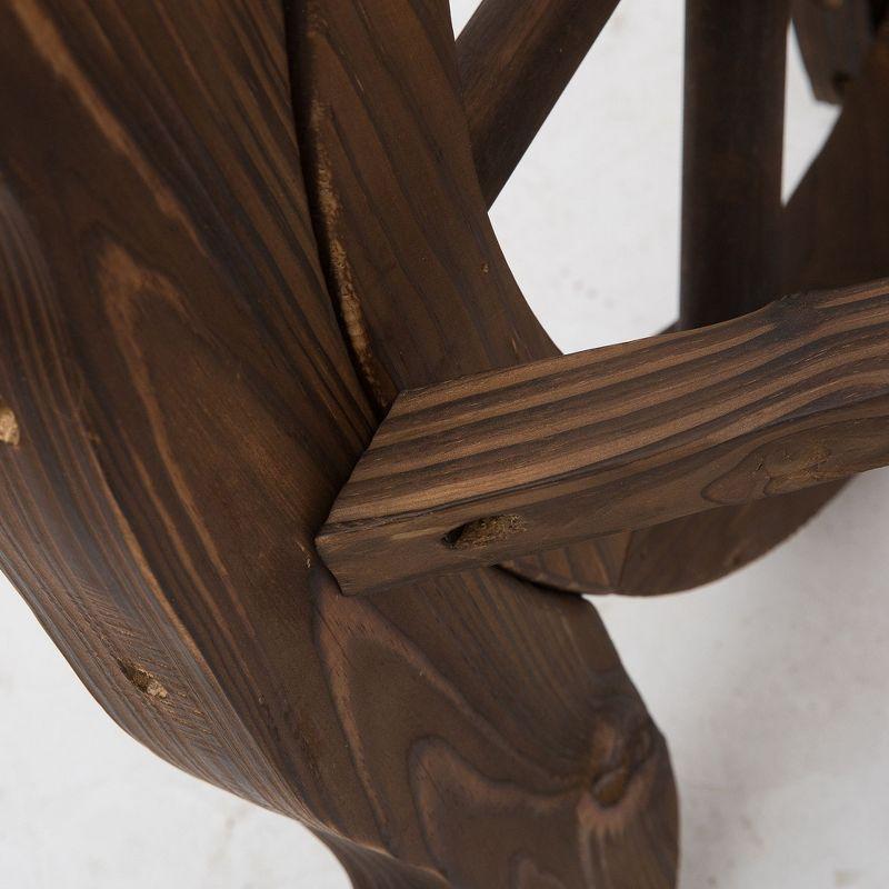 Outsunny 2-Person Wooden Garden Bench, Outdoor Wagon Wheel Porch Bench for Backyard Garden, Support 550 LBS, Rustic Country Style, Brown