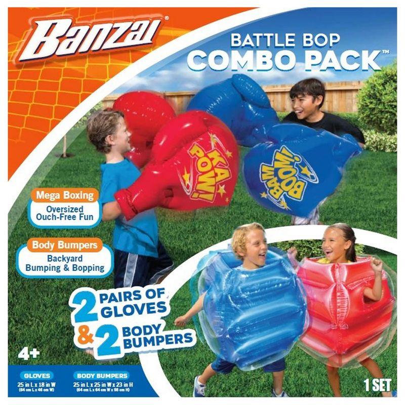 Banzai Battle Bop Combo Pack with Inflatable Boxing Gloves And Inflatable Bump And Bounce Body Bumpers, Ages 4 and Up, 2 Pairs Each, 4 Pack