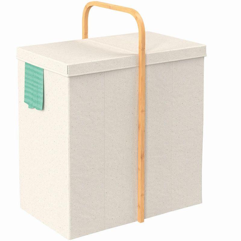 Folding Laundry Hamper Basket with Bamboo Handle