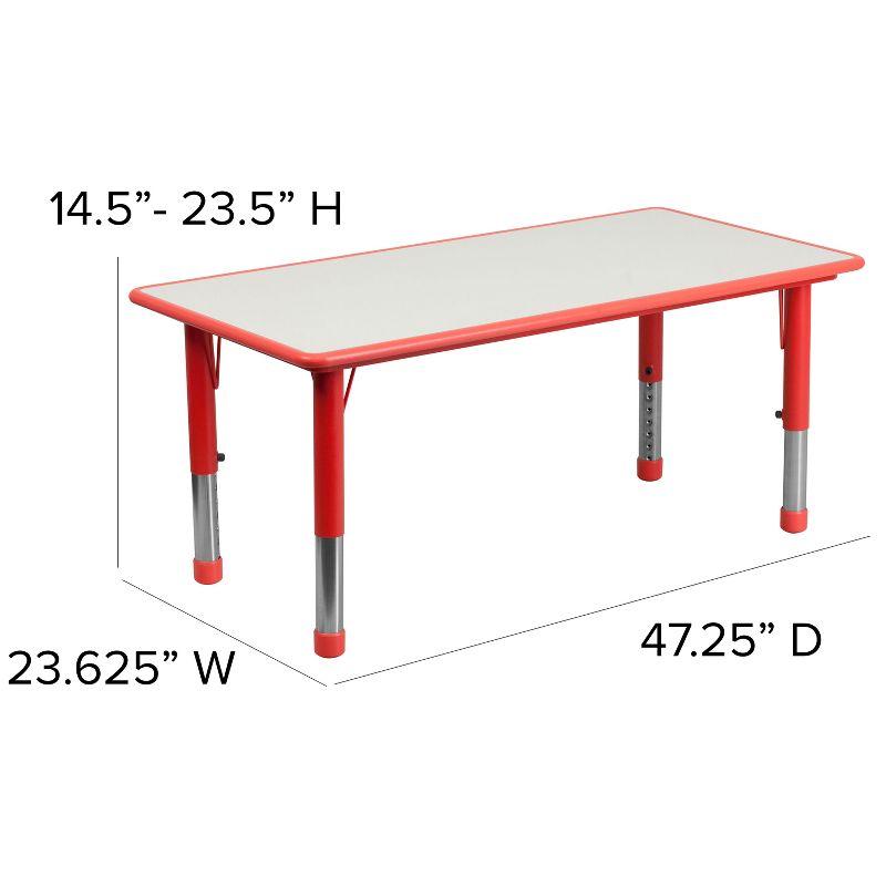 Red Adjustable Height Rectangular Laminate Activity Table