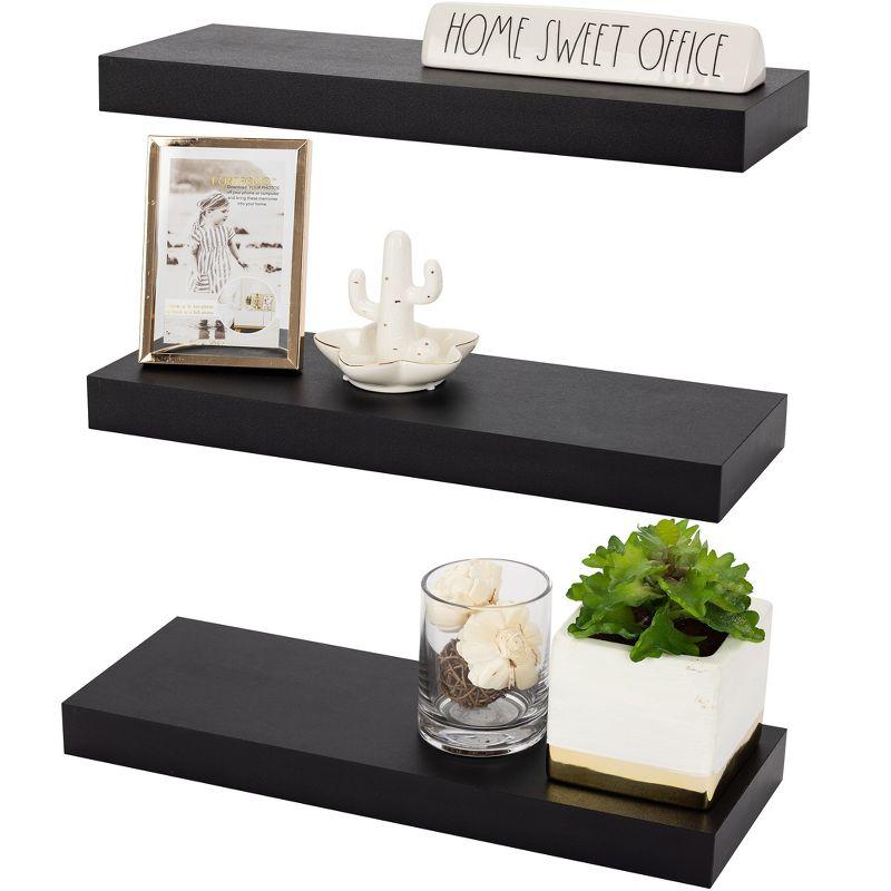 3 Pack 16 Inch Sorbus Rustic Floating Shelves - for Bedroom, Kitchen, Living Room, Office - Floating Shelf for Trophies, Books, Frames, etc