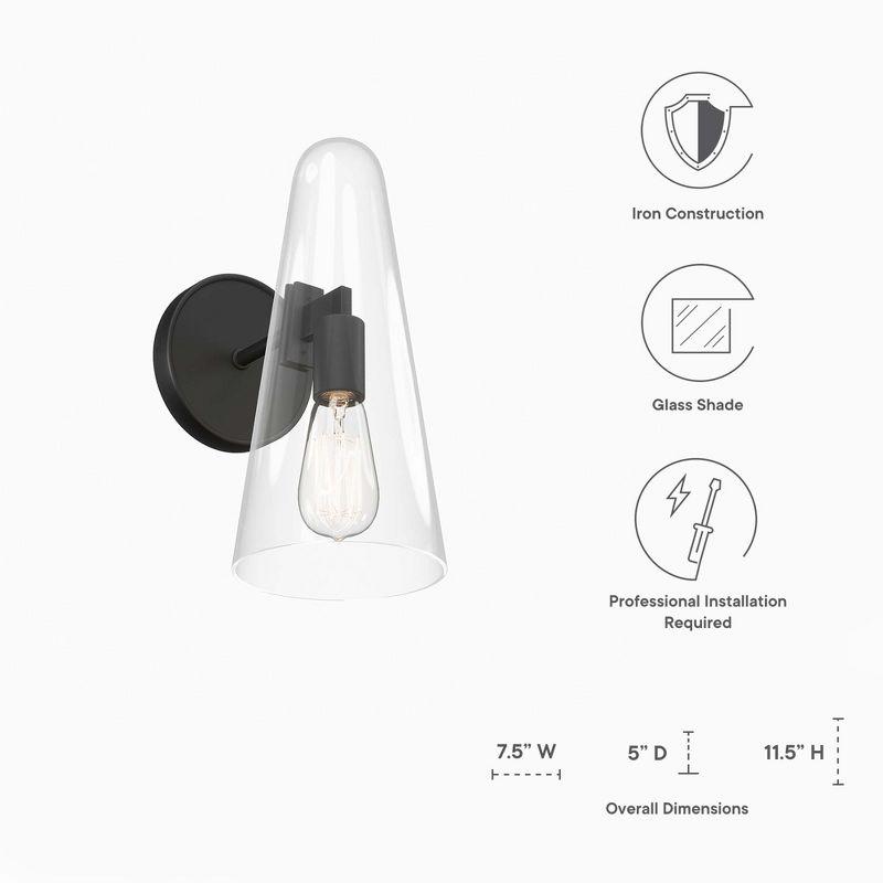 Modway Surround Wall Sconce – Minimalist 1-Light Wall Fixture with Frosted Glass Globe and Brass Mounting Base