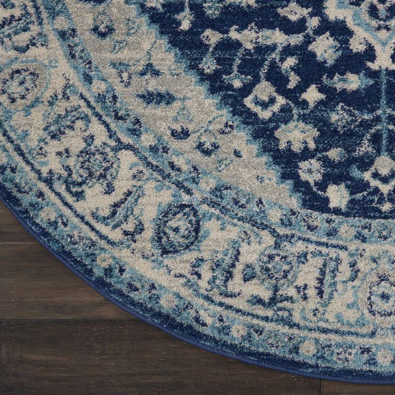 Nourison Tranquil Persian Indoor Rug Ivory Navy 5'3" x Round