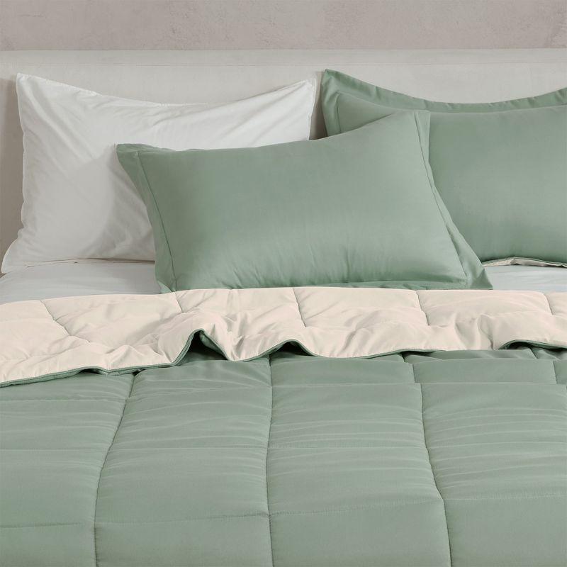 Full Sage and Sand Reversible Down Alternative Comforter Set