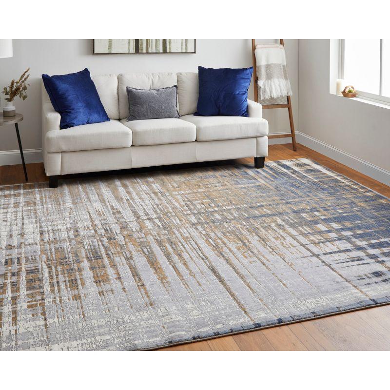 Clio Blue and Orange Abstract Rectangular Rug