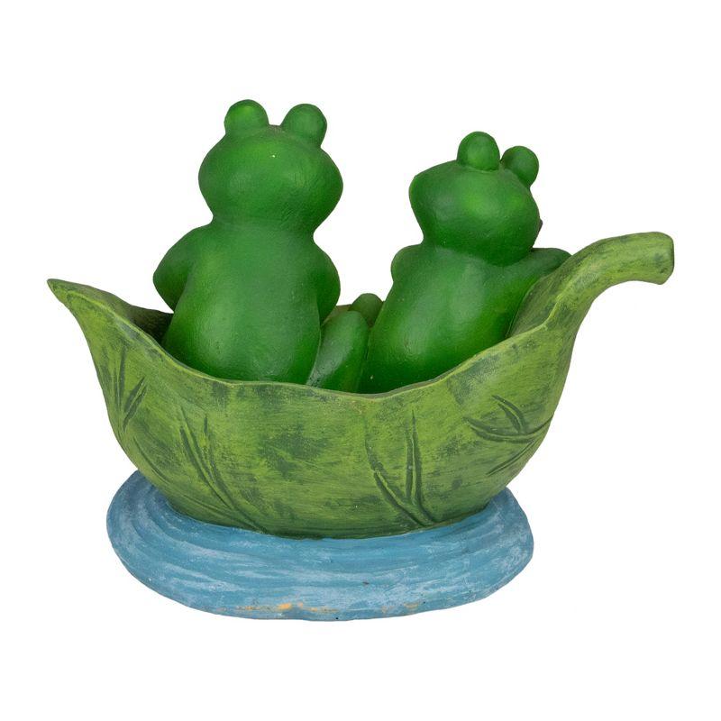 Northlight 10" Green Frogs in a Lily Pad Outdoor Garden Statue