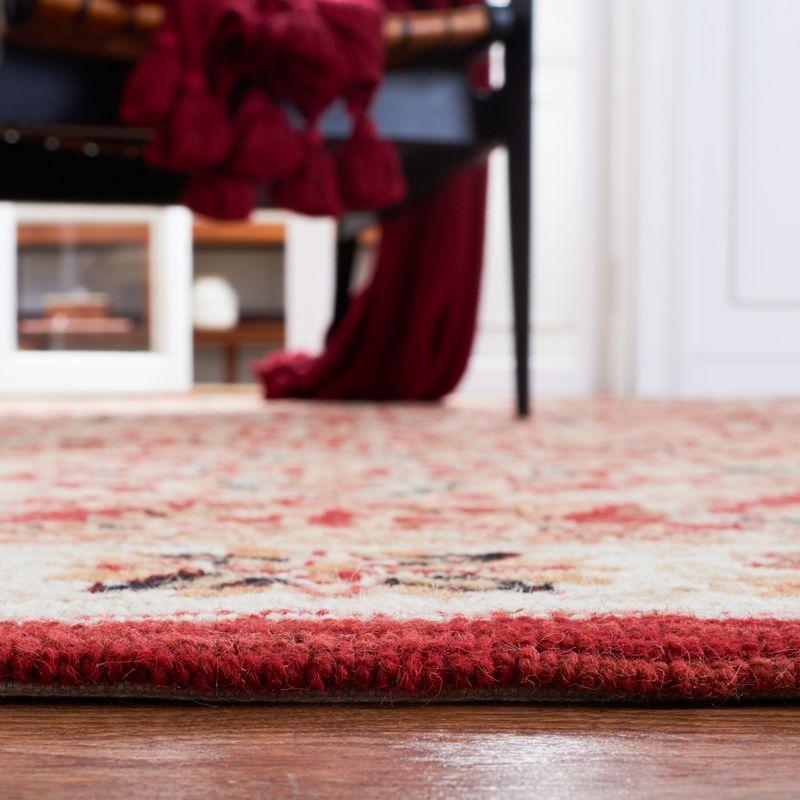 Chelsea Red and Ivory Hand-Knotted Wool Area Rug