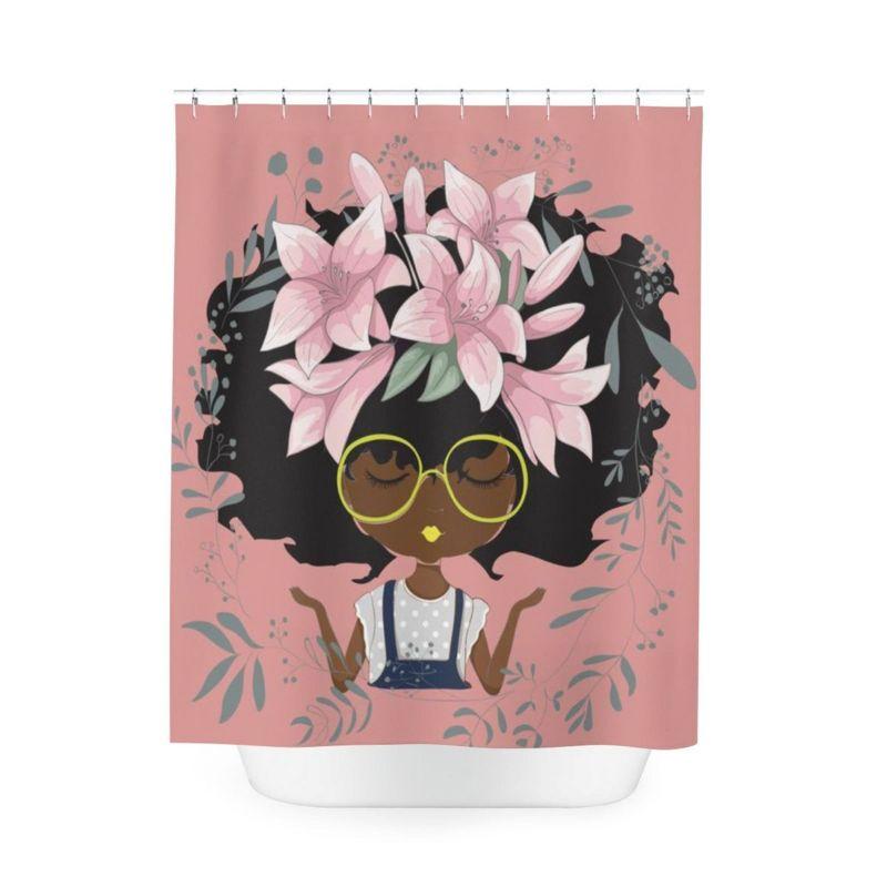 Pardon My Fro | Lily Grommet Shower Curtain, Pink