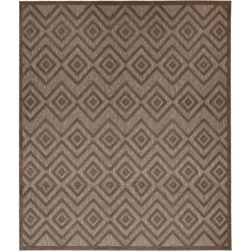 Nourison Versatile Diamond Geometric Flatweave Indoor Outdoor Area Rug Brown 9' x 12'