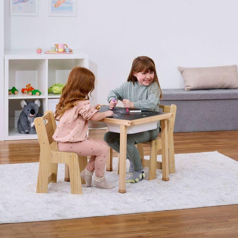 Cordia Pine Wood Activity Table and Chair Set with Chalkboard