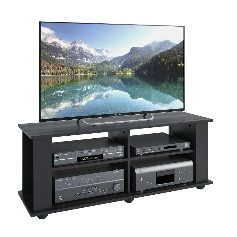 Flat Panel TV Stand for TVs up to 57" CorLiving Ravenwood Black: Open Shelving, MDF Frame, 90lb Capacity