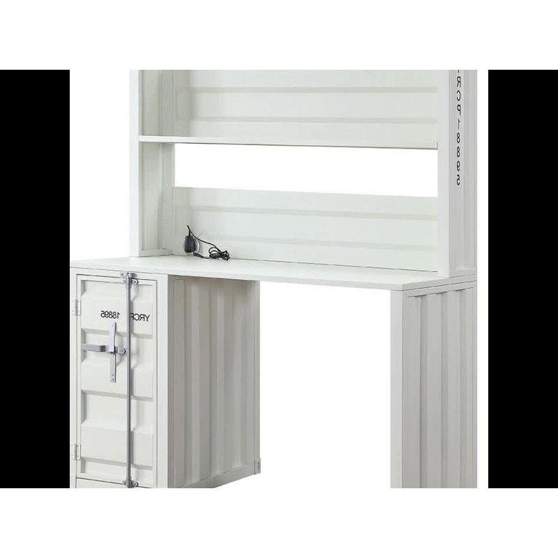 47" Cargo Desk White - Acme Furniture: L-Shaped Metal Frame, No Assembly, All Purpose Drawer