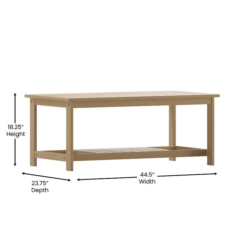 Merrick Lane All-Weather Poly Resin Wood Two Tiered Adirondack Slatted Coffee Conversation Table