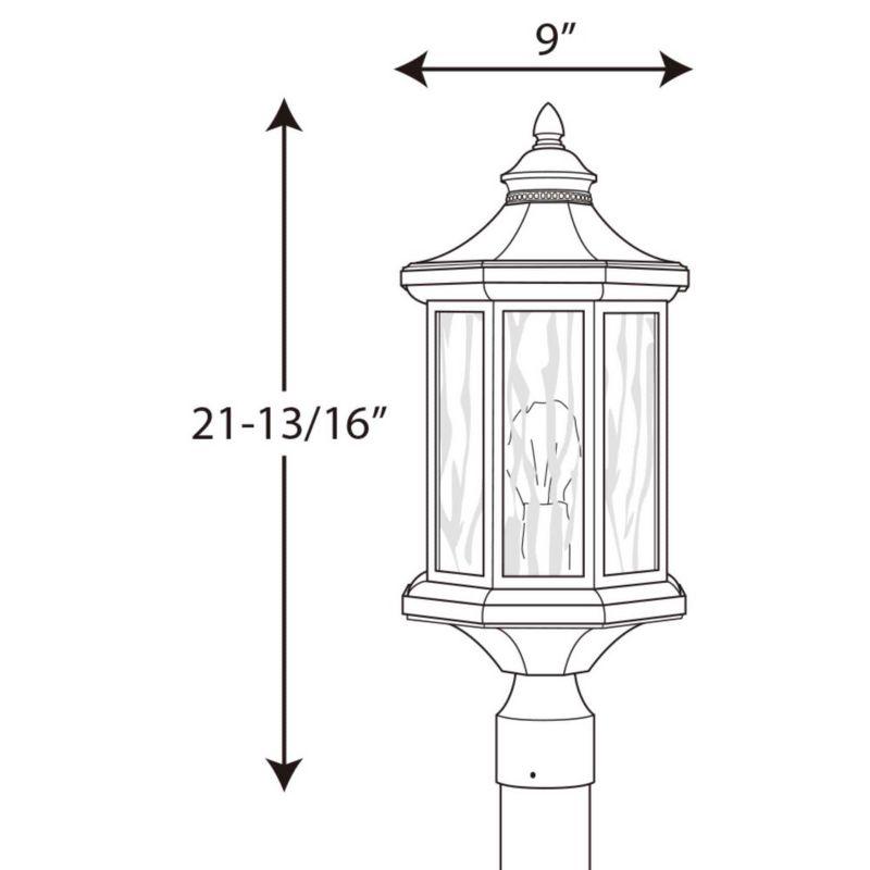 Antique Bronze 22" Hexagonal Post Lantern with Clear Water Glass