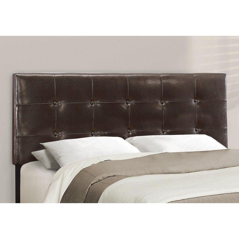 Monarch Specialties Bed Queen Size Platform Bedroom Frame Upholstered Pu Leather Look Wood Legs Brown Transitional