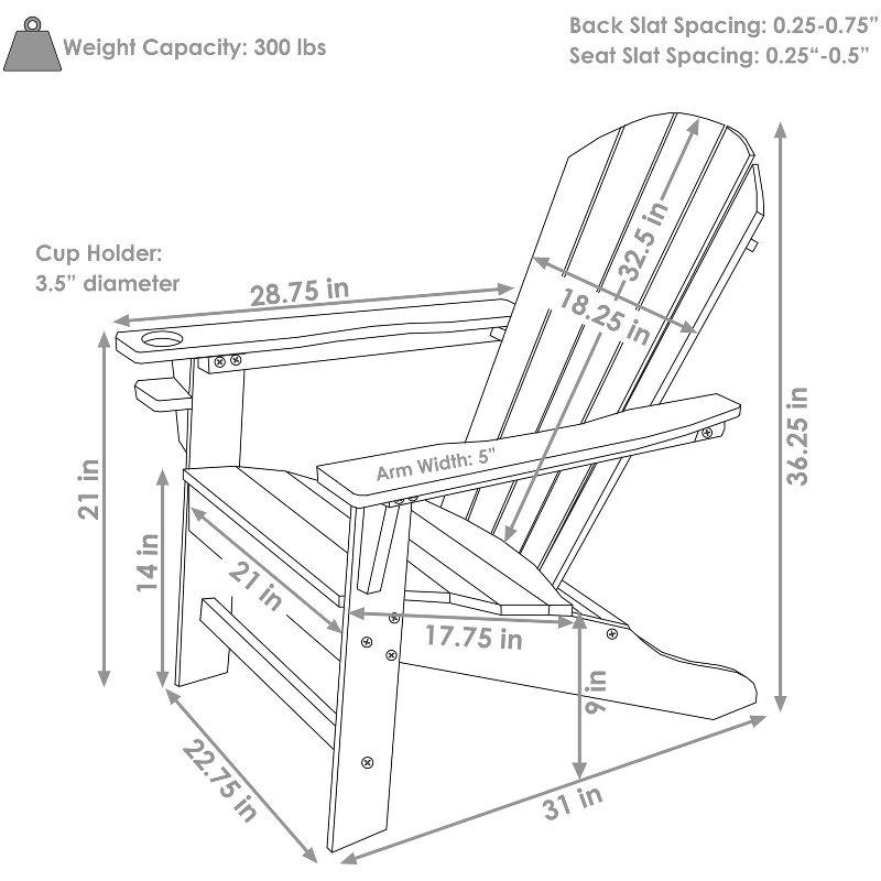 Black HDPE Outdoor Adirondack Chair with Cup Holder