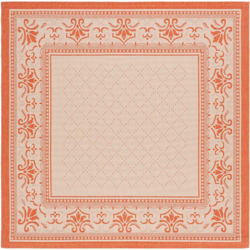 Courtyard CY0901 Power Loomed Indoor and Outdoor Area Rug - Natural/Terra - 6'7"x6'7" - Safavieh