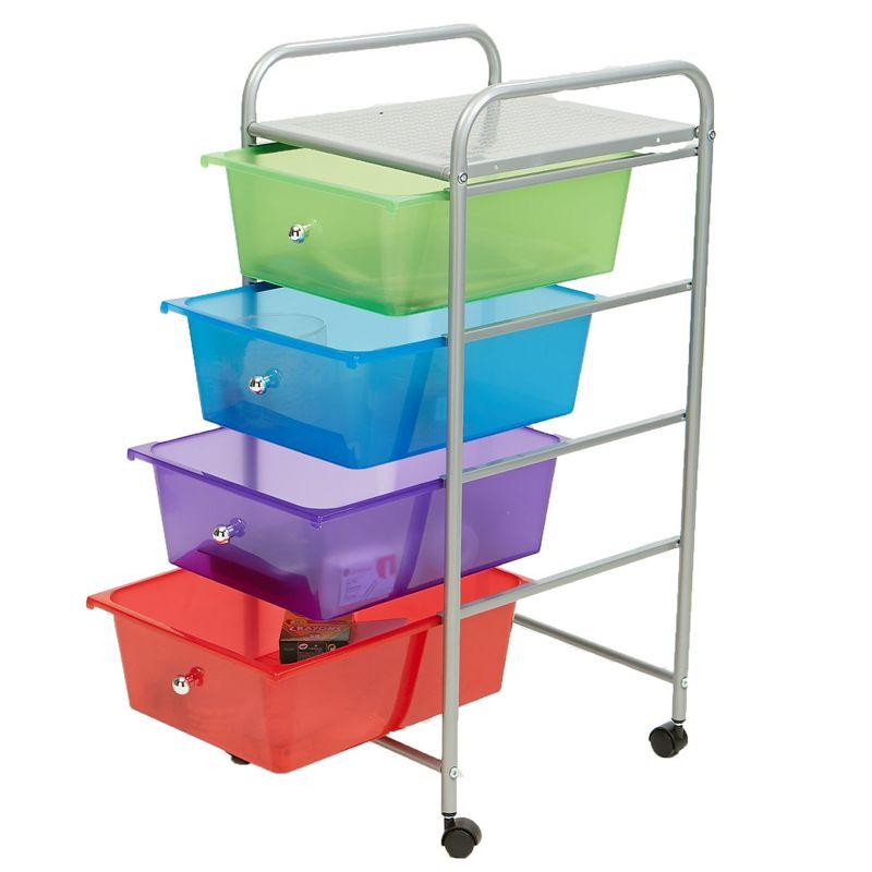 Mind Reader 4-Tier, 4-Drawer Mobile Utility Cart, Removable Drawers, 12.75" L x 15.25" W x 30" H