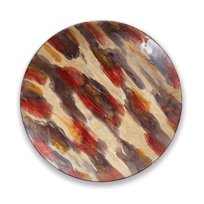 Autumnal Hand-Painted Round Enameled Iron Decorative Plate