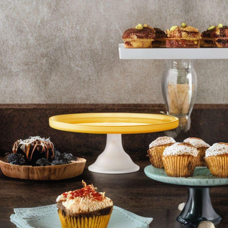 Elle Decor Glass Cake Plate Stand, Frosted Glass Pedestal Perfect for Cakes & Desserts