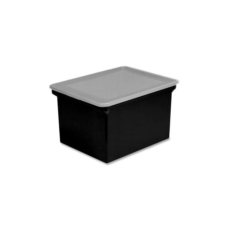 Black and Silver Stackable Plastic Lidded Storage Box