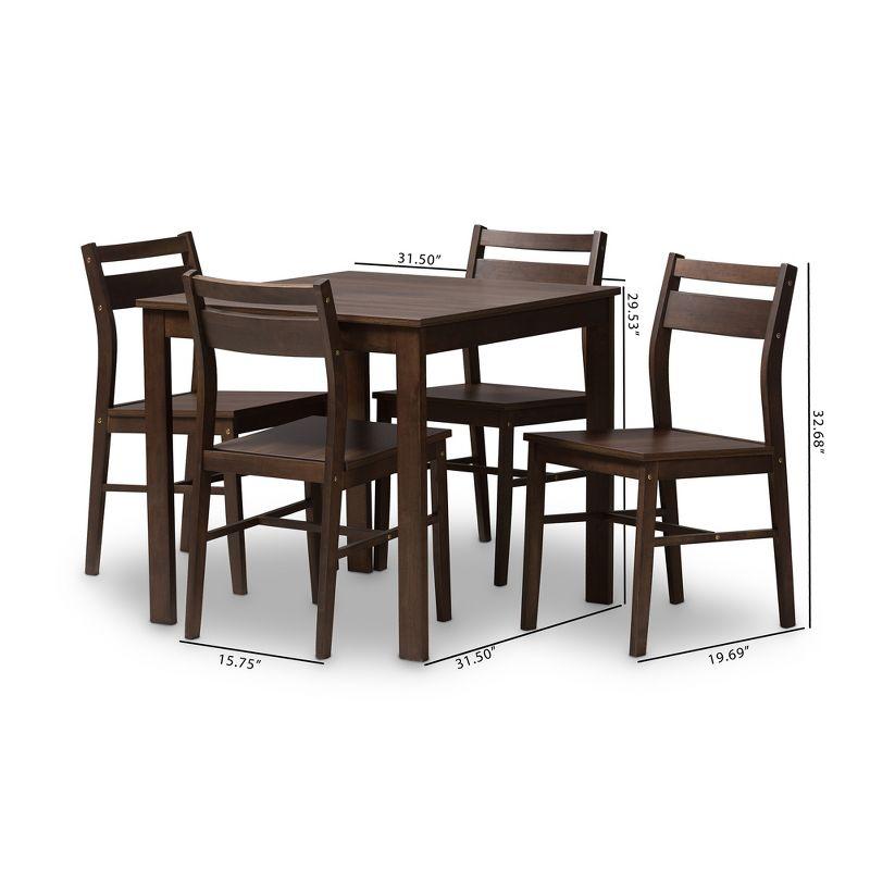 5pc Lovy Modern and Contemporary Walnut Finished Dining Set Dark Brown - Baxton Studio