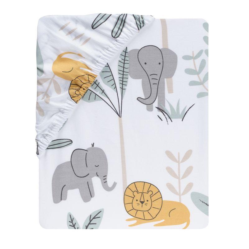 Lambs & Ivy Jungle Adventure 100% Cotton Baby/Toddler Fitted Crib Sheet - White