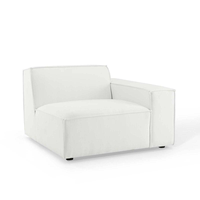 Luxe 5-Piece White Velvet Fabric Sectional Sofa with Ottoman