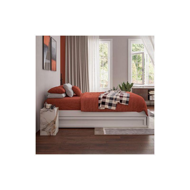 AFI Furnishings AFI Barcelona Full Solid Wood Panel Platform Bed with Twin Trundle in White