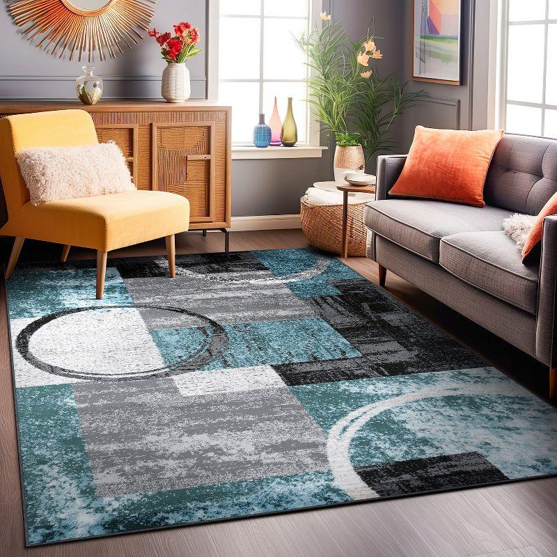 World Rug Gallery Abstract Circle Gray 6'6"x9' Area Rug