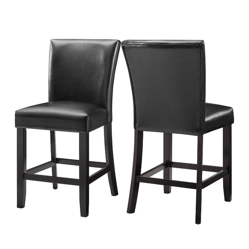 26" Set of 2 Carrara Counter Height Barstools Black - Steve Silver Co.: Upholstered, Rubberwood Frame, Floor Protectors