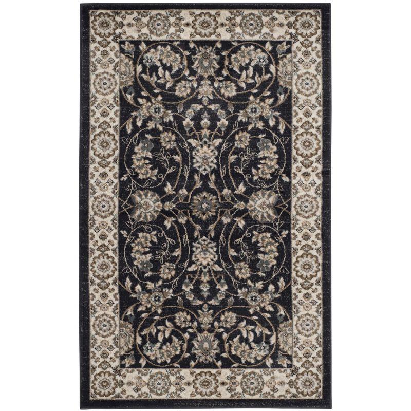 Lyndhurst LNH340 Power Loomed Accent Rug - Anthracite/Cream - 3'3"x5'3" - Safavieh