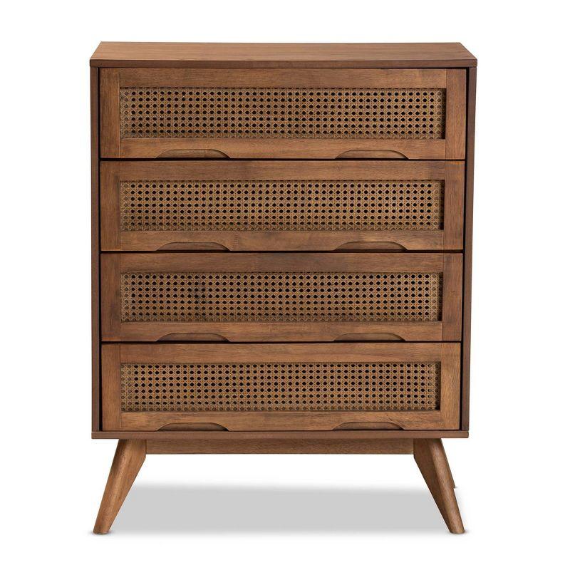 Barrett Wood & Synthetic Rattan Chest: 4-Drawer Storage for Bedroom - Baxton Studio