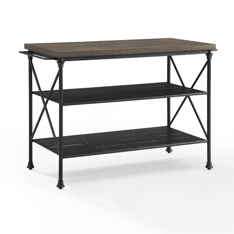 Madeleine 53" Brown and Black Metal Kitchen Island